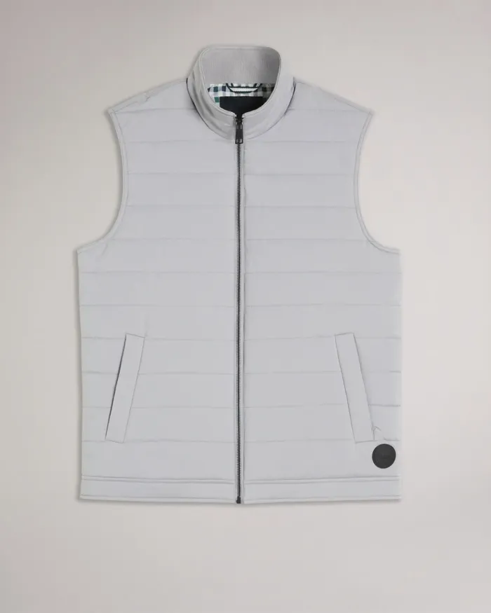 Men OVETA 8211 Showerproof Quilted Nylon Gilet Grey Ted Baker Coats and Jackets