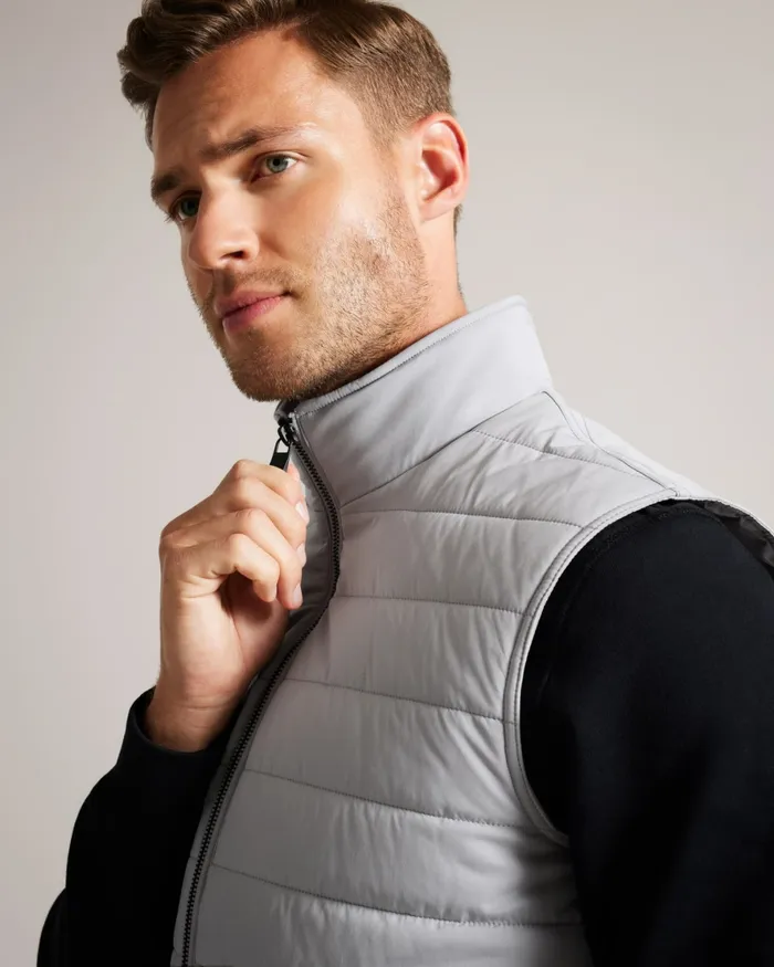 Men OVETA 8211 Showerproof Quilted Nylon Gilet Grey Ted Baker Coats and Jackets Men OVETA 8211 Showerproof Quilted Nylon Gilet Grey Ted Baker Coats and Jackets