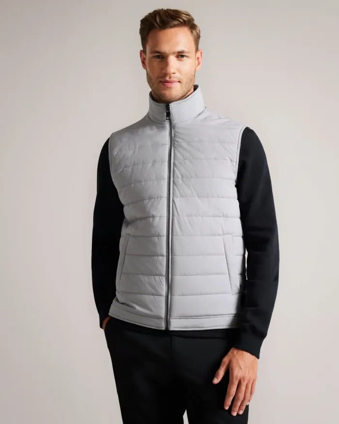 Men OVETA 8211 Showerproof Quilted Nylon Gilet Grey Ted Baker Coats and Jackets Men OVETA 8211 Showerproof Quilted Nylon Gilet Grey Ted Baker Coats and Jackets