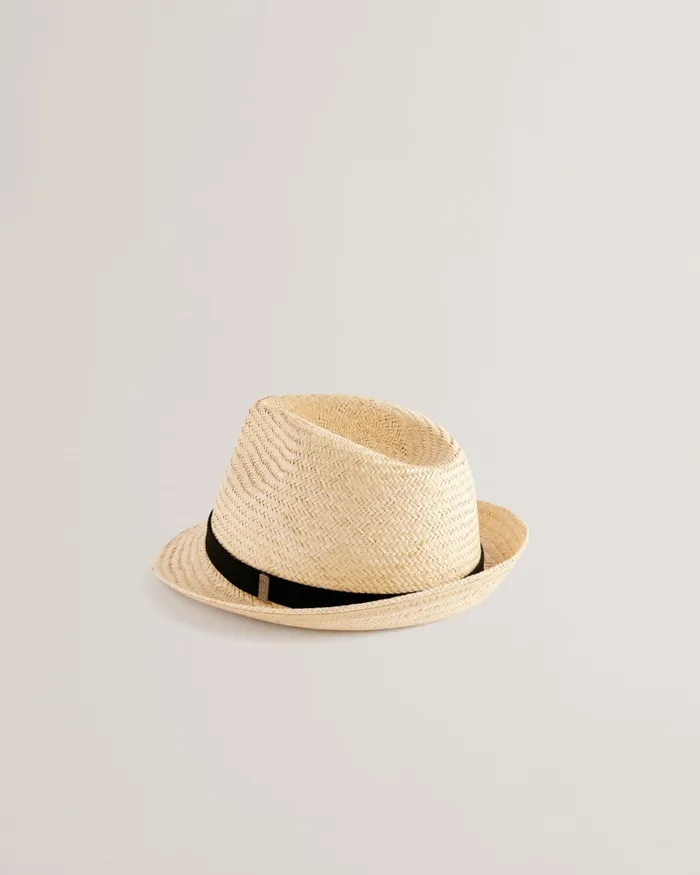 Men PANNS 8211 Straw Trilby Hat With Webbing Trim Natural Ted Baker Swimwear and Beachwear Men PANNS 8211 Straw Trilby Hat With Webbing Trim Natural Ted Baker Swimwear and Beachwear