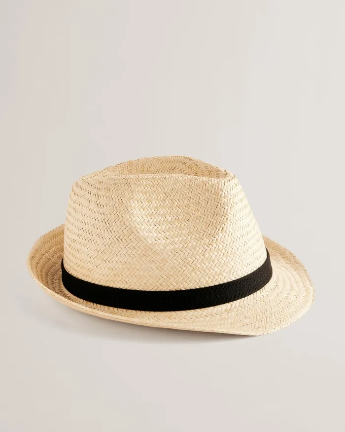 Men PANNS 8211 Straw Trilby Hat With Webbing Trim Natural Ted Baker Swimwear and Beachwear Men PANNS 8211 Straw Trilby Hat With Webbing Trim Natural Ted Baker Swimwear and Beachwear