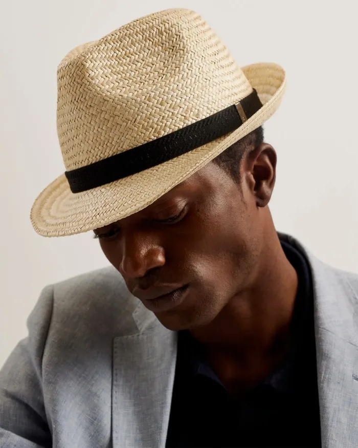 Men PANNS 8211 Straw Trilby Hat With Webbing Trim Natural Ted Baker Swimwear and Beachwear Men PANNS 8211 Straw Trilby Hat With Webbing Trim Natural Ted Baker Swimwear and Beachwear
