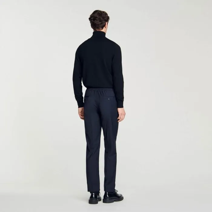 Men Pants and Shorts SANDRO Elasticated Straightleg Pants Navy Blue