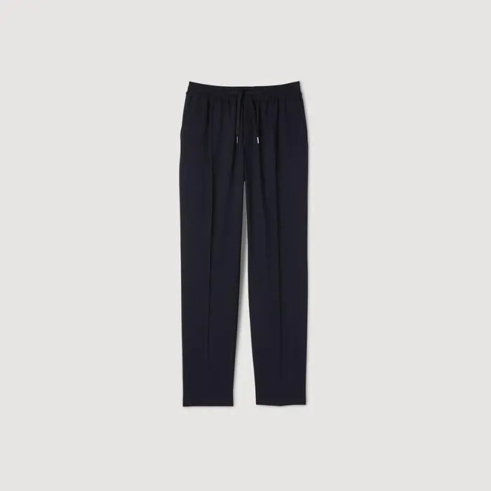 Men Pants and Shorts SANDRO Elasticated Straightleg Pants Navy Blue
