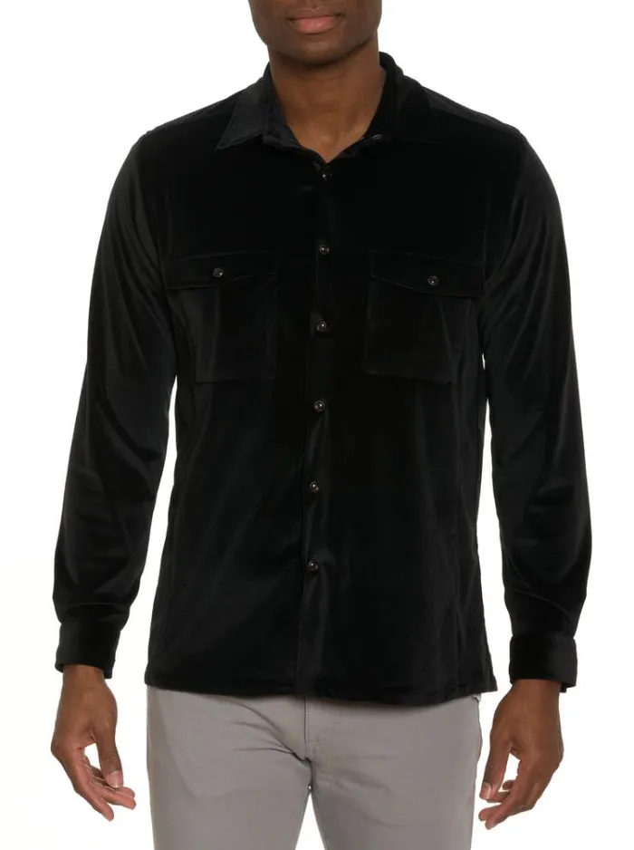 Men PATORNO BUTTON FRONT SHIRT JACKET Black Robert Graham Sweaters and Knits