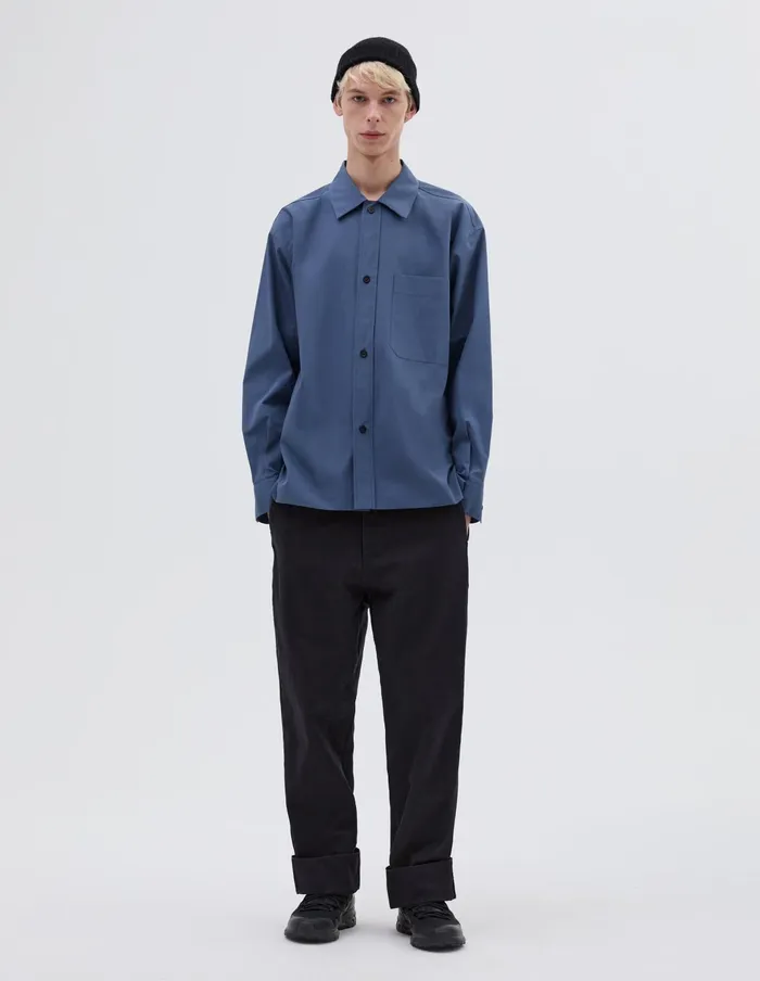 Men Raised Placket Shirt Steel Blue Margaret Howell Shirts