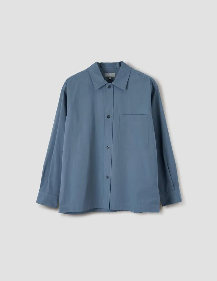 Men Raised Placket Shirt Steel Blue Margaret Howell Shirts