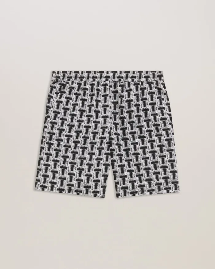 Men RHINS 8211 Textured T Print Elastic Shorts Black Ted Baker Shorts