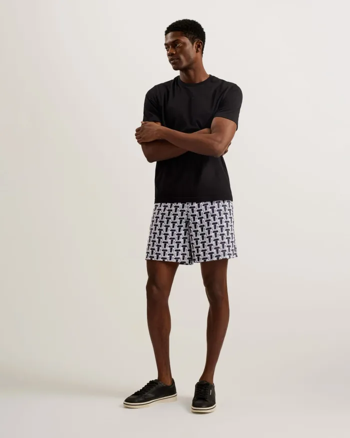 Men RHINS 8211 Textured T Print Elastic Shorts Black Ted Baker Shorts Men RHINS 8211 Textured T Print Elastic Shorts Black Ted Baker Shorts