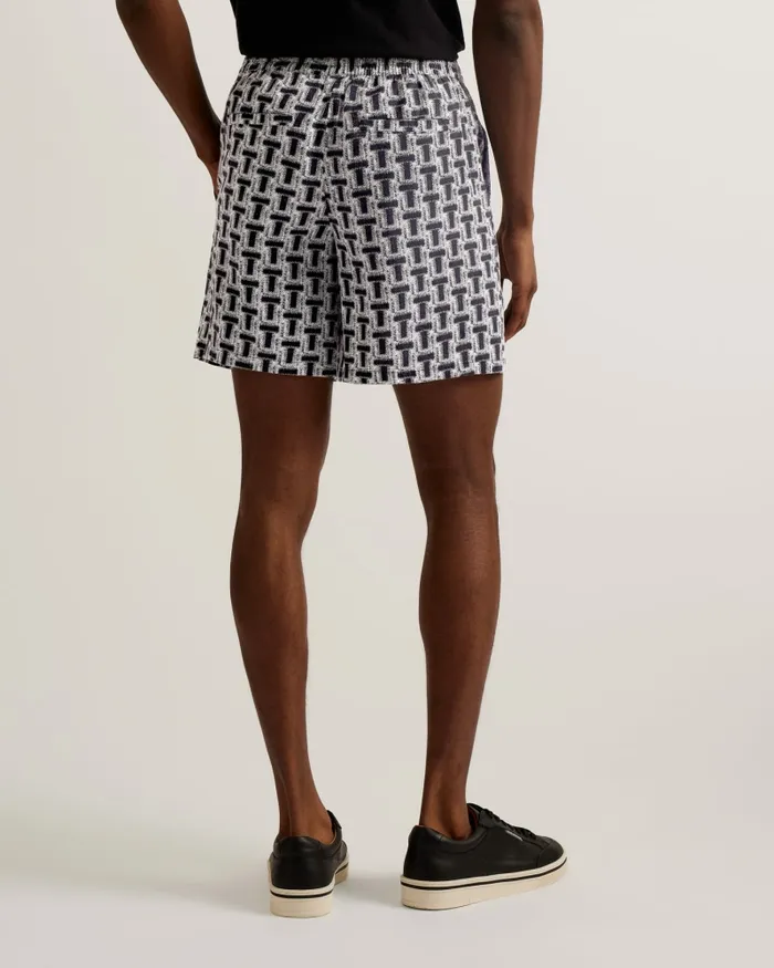 Men RHINS 8211 Textured T Print Elastic Shorts Black Ted Baker Shorts Men RHINS 8211 Textured T Print Elastic Shorts Black Ted Baker Shorts