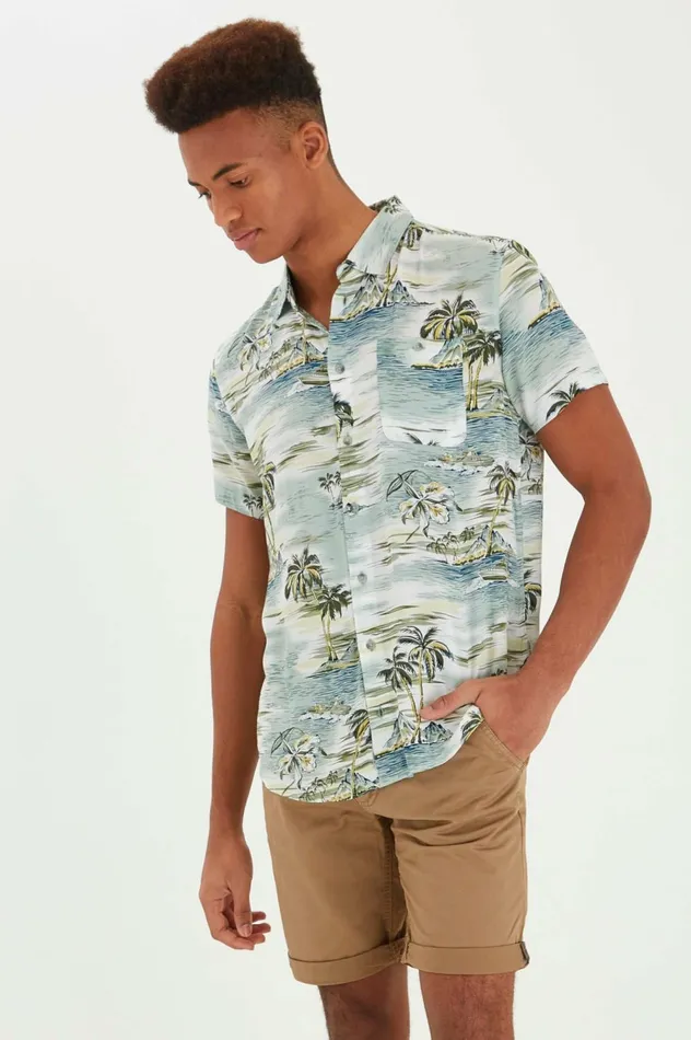 Men Shirts Blend Long Sleeved Shirt Aquifer