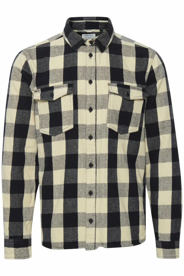 Men Shirts Blend Long Sleeved Shirt Black