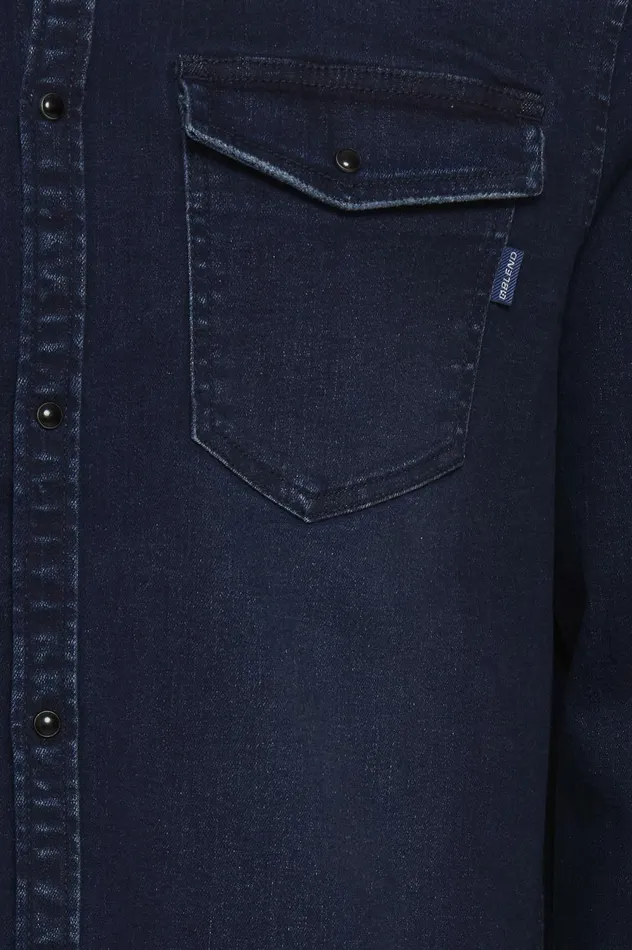 Men Shirts Blend Long Sleeved Shirt Denim Raw Blue