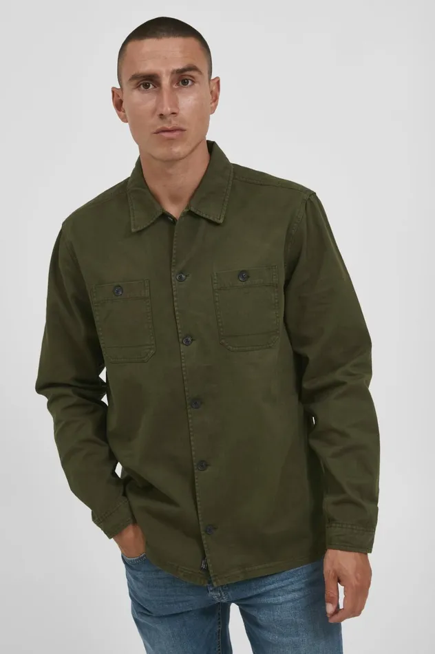 Men Shirts Blend Long Sleeved Shirt Winter Moss