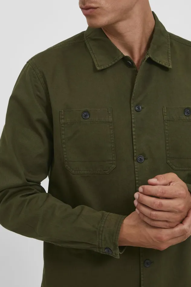 Men Shirts Blend Long Sleeved Shirt Winter Moss