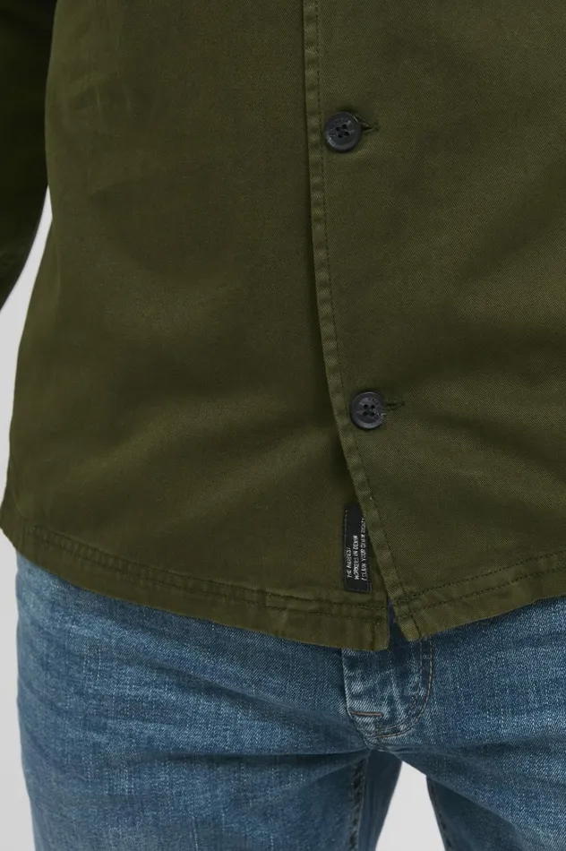 Men Shirts Blend Long Sleeved Shirt Winter Moss