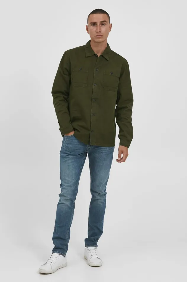 Men Shirts Blend Long Sleeved Shirt Winter Moss