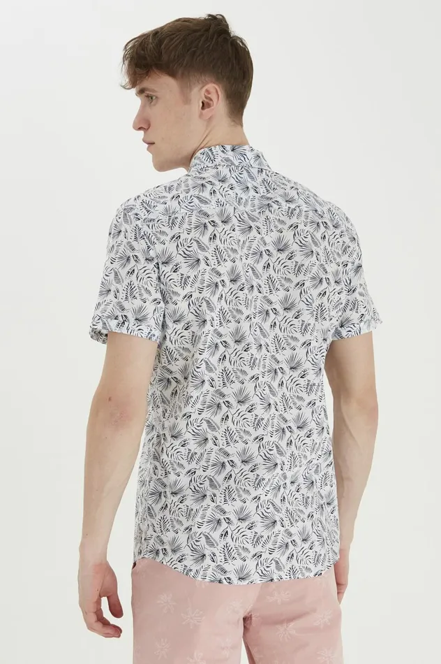 Men Shirts Blend Short Sleeved Shirt Bright White