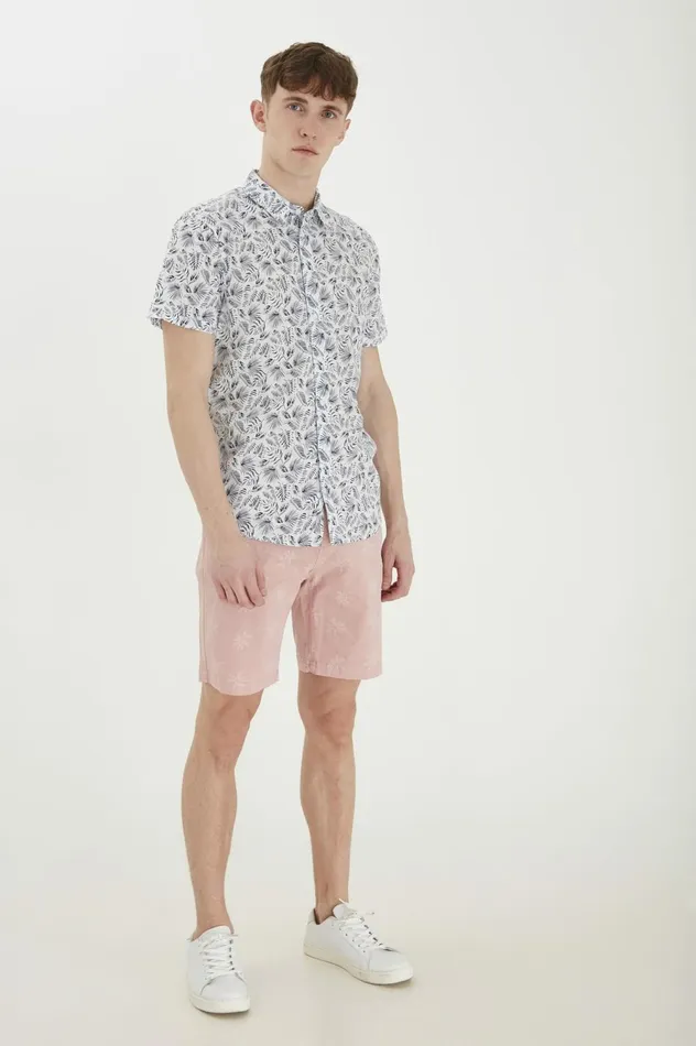 Men Shirts Blend Short Sleeved Shirt Bright White
