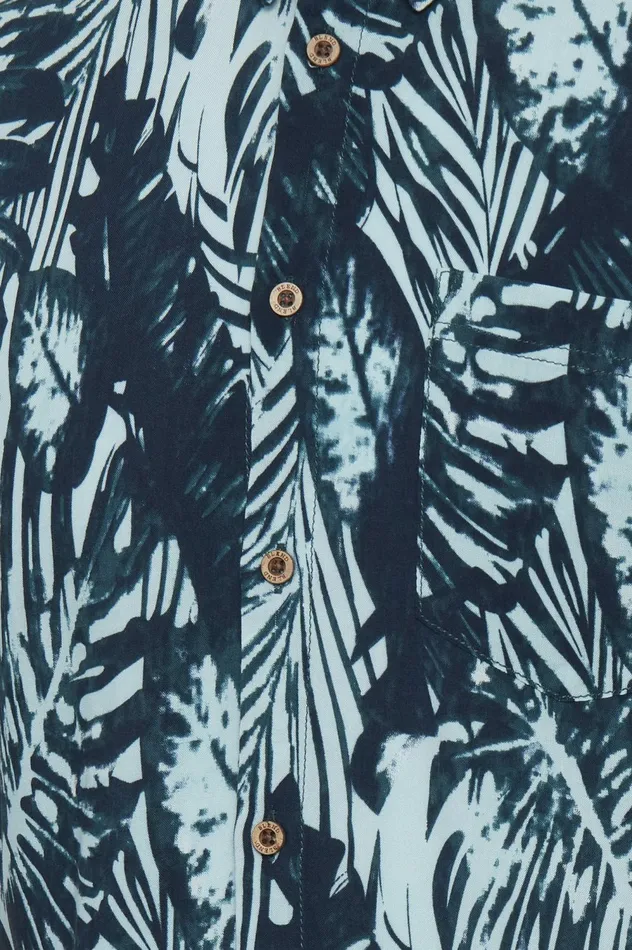Men Shirts Blend Short Sleeved Shirt Dress Blues