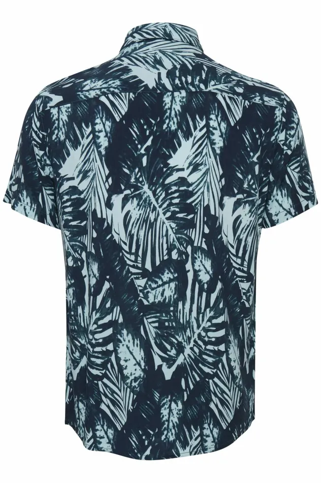 Men Shirts Blend Short Sleeved Shirt Dress Blues