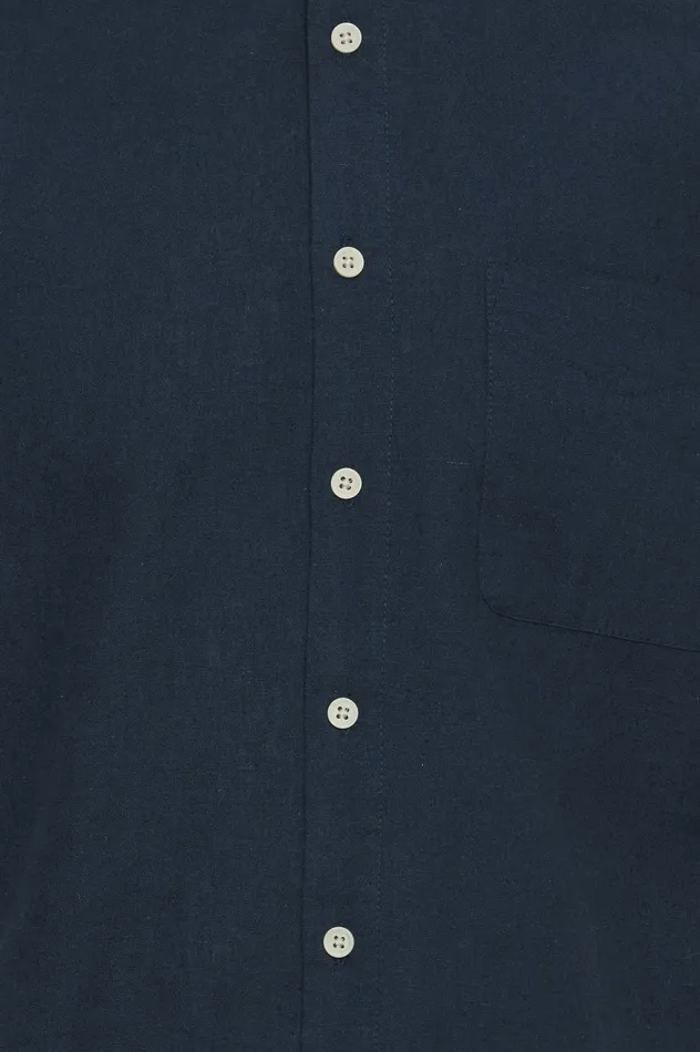 Men Shirts Blend Short Sleeved Shirt Dress Blues