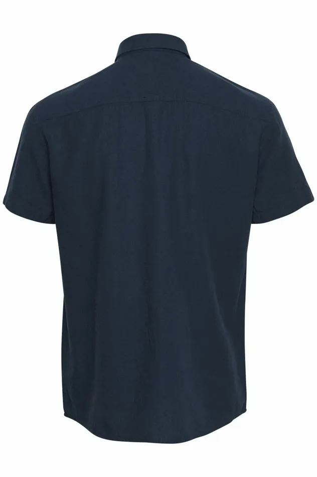 Men Shirts Blend Short Sleeved Shirt Dress Blues