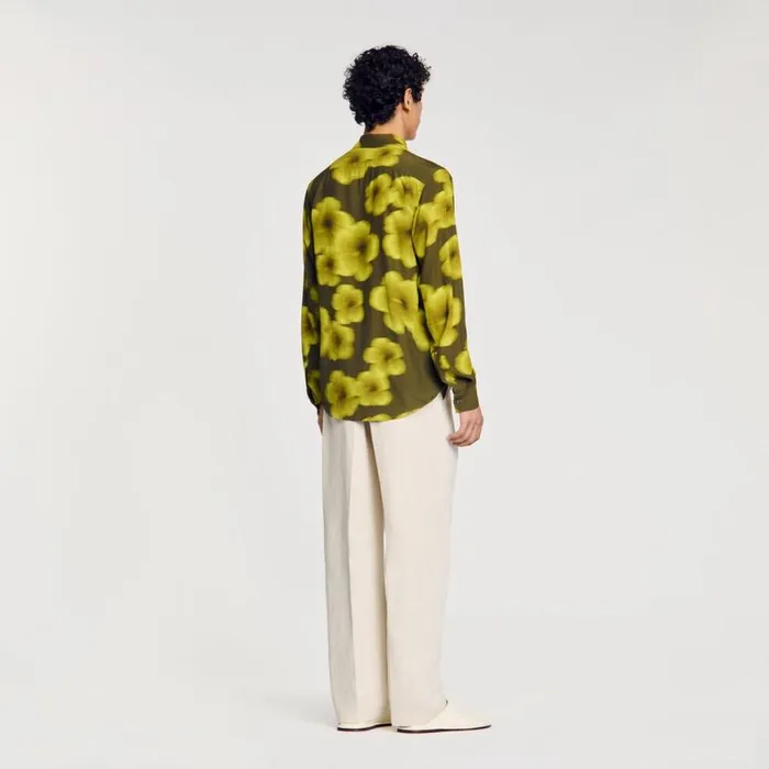 Men Shirts SANDRO Loosefit Floral Shirt Super Green