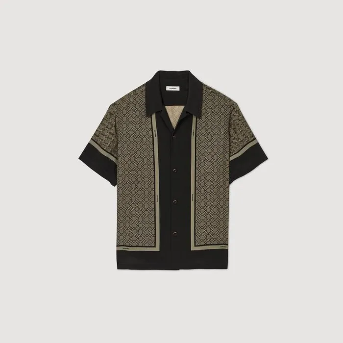 Men Shirts SANDRO Shortsleeved Patterned Shirt Brown