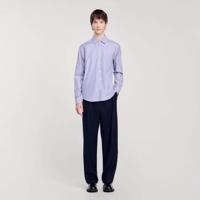 Men Shirts SANDRO Striped Shirt Blue