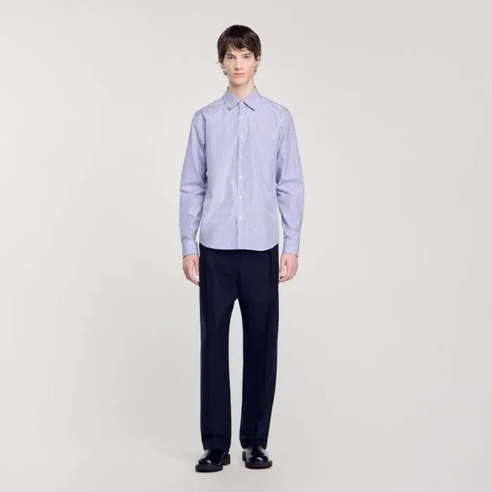 Men Shirts SANDRO Striped Shirt Blue