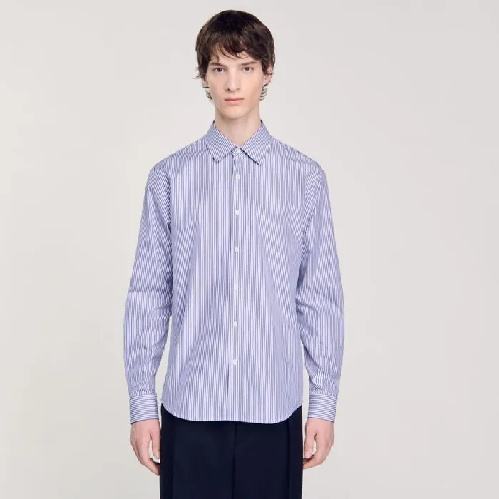 Men Shirts SANDRO Striped Shirt Blue