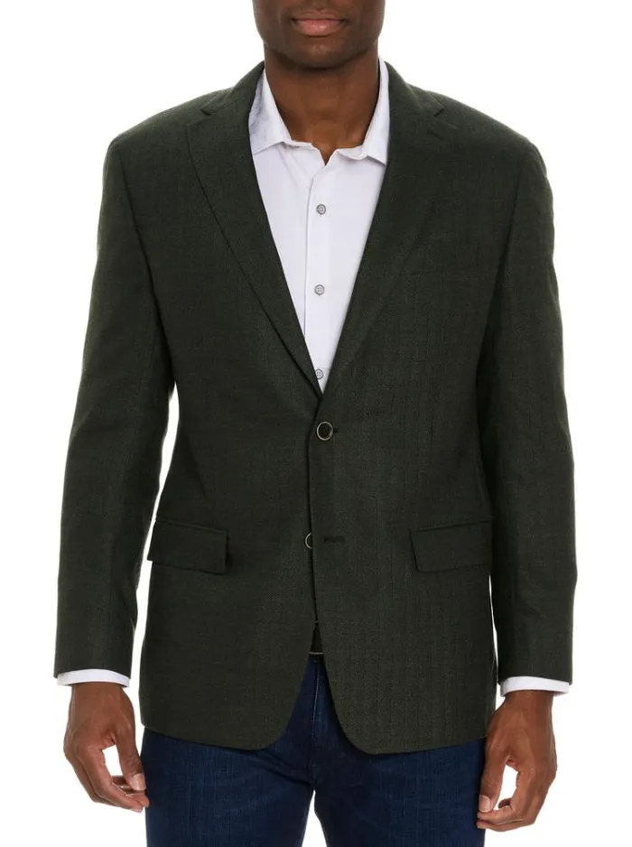 Men SOLID HERRINGBONE BLAZER Green Robert Graham Blazers
