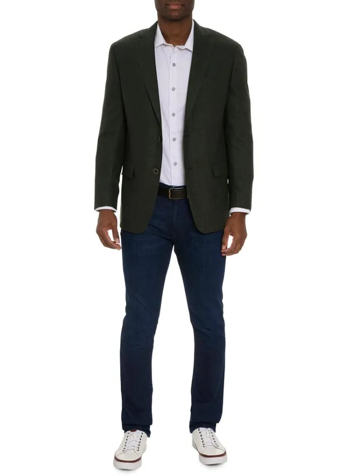 Men SOLID HERRINGBONE BLAZER Green Robert Graham Blazers