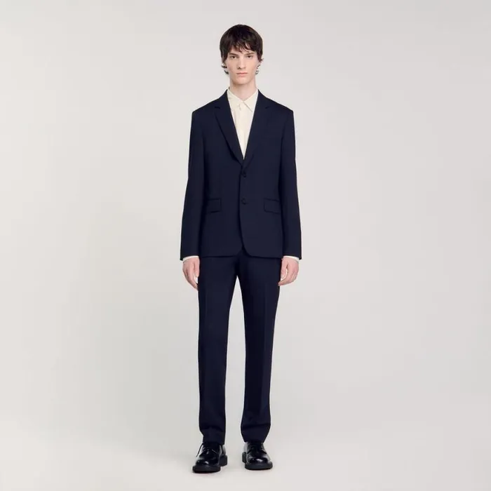 Men Suits and Blazers SANDRO Suit Jacket Navy Blue