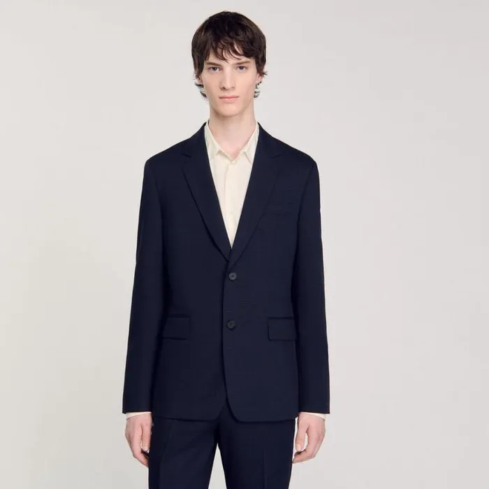 Men Suits and Blazers SANDRO Suit Jacket Navy Blue