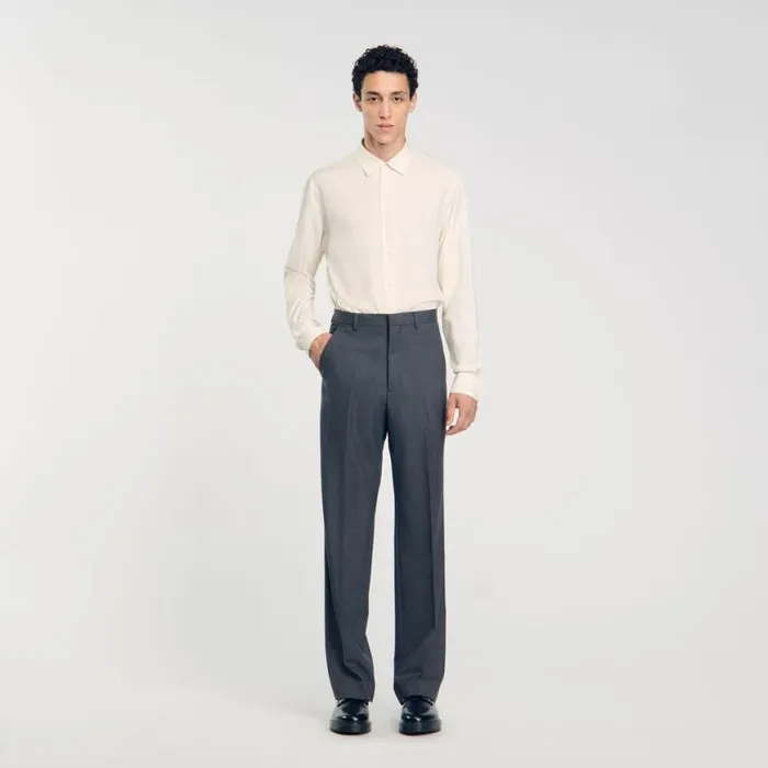 Men Suits and Blazers SANDRO Wideleg Suit Trousers Grey