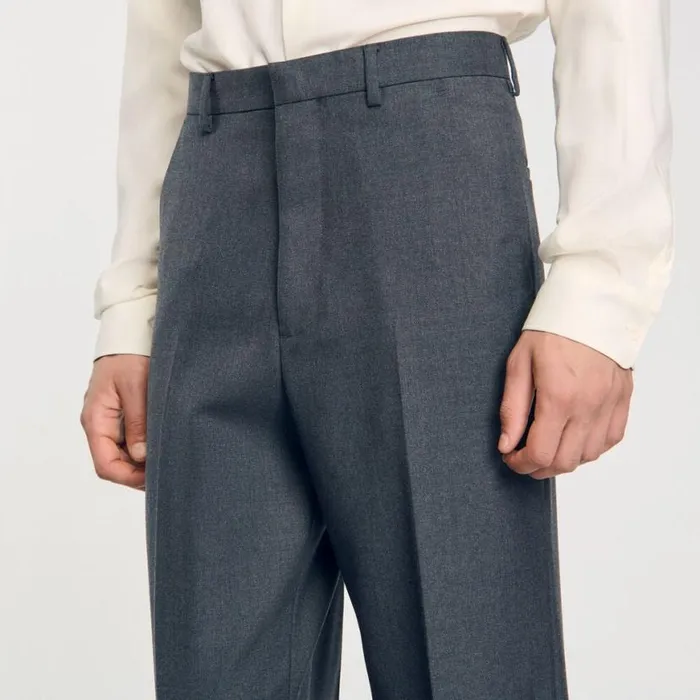 Men Suits and Blazers SANDRO Wideleg Suit Trousers Grey