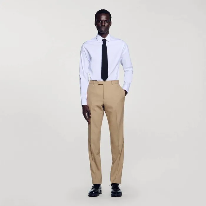 Men Suits and Blazers SANDRO Wool Suit Trousers Beige