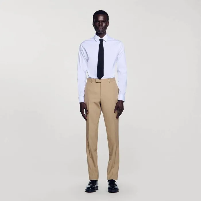 Men Suits and Blazers SANDRO Wool Suit Trousers Beige