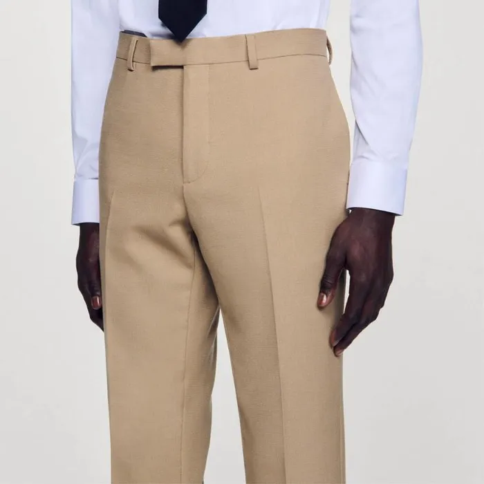 Men Suits and Blazers SANDRO Wool Suit Trousers Beige