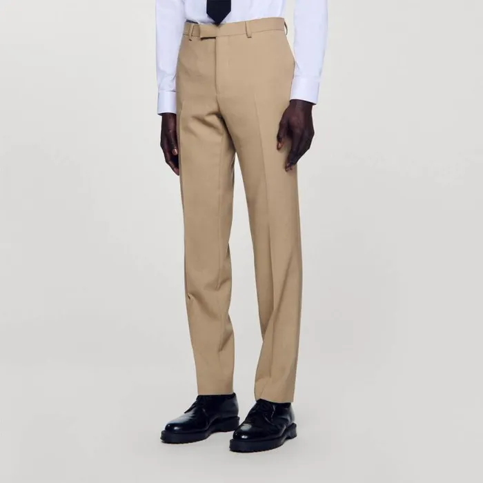 Men Suits and Blazers SANDRO Wool Suit Trousers Beige