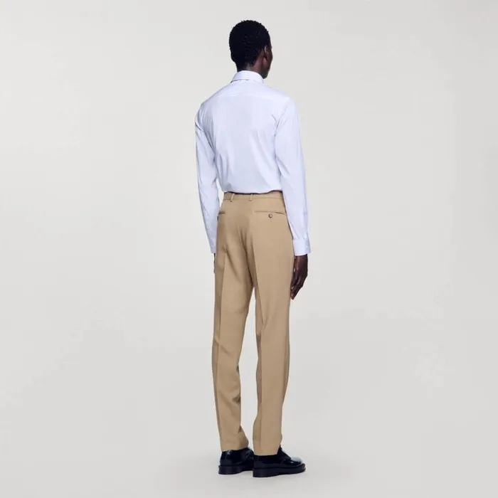 Men Suits and Blazers SANDRO Wool Suit Trousers Beige