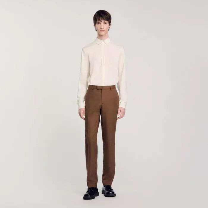Men Suits and Blazers SANDRO Wool Suit Trousers Taupe