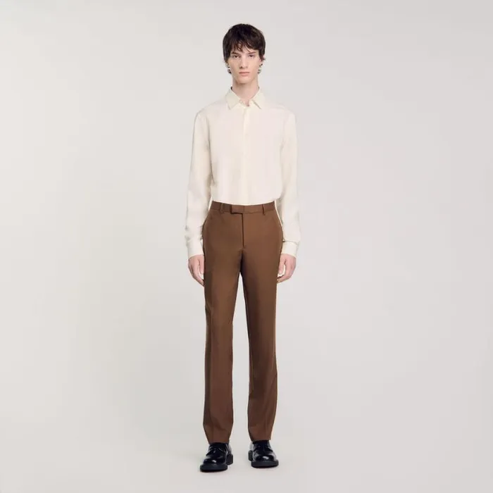 Men Suits and Blazers SANDRO Wool Suit Trousers Taupe Men Suits and Blazers SANDRO Wool Suit Trousers Taupe