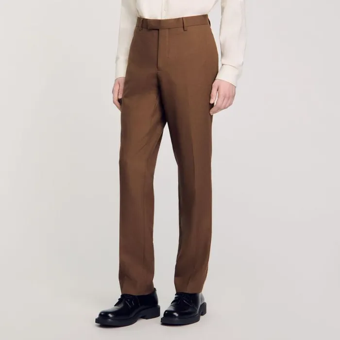 Men Suits and Blazers SANDRO Wool Suit Trousers Taupe Men Suits and Blazers SANDRO Wool Suit Trousers Taupe