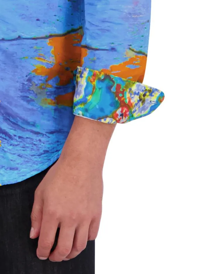Men SUNSET AT SEA LONG SLEEVE BUTTON DOWN SHIRT Blue Robert Graham Button Down Shirts