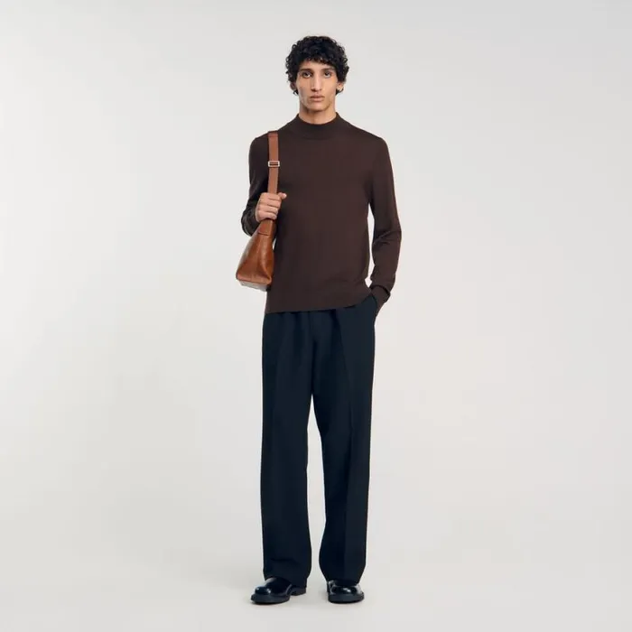 Men Sweaters and Cardigans SANDRO Funnel Neck Sweater Chocolate