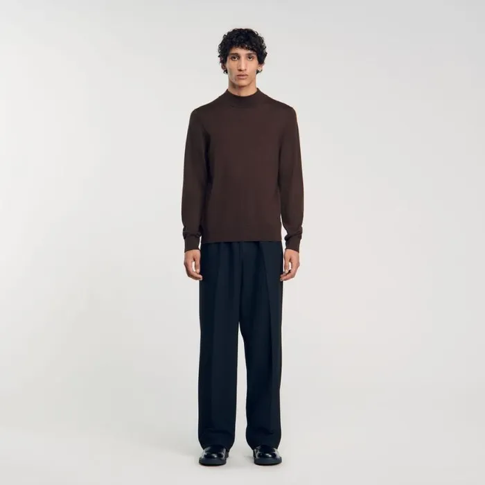 Men Sweaters and Cardigans SANDRO Funnel Neck Sweater Chocolate