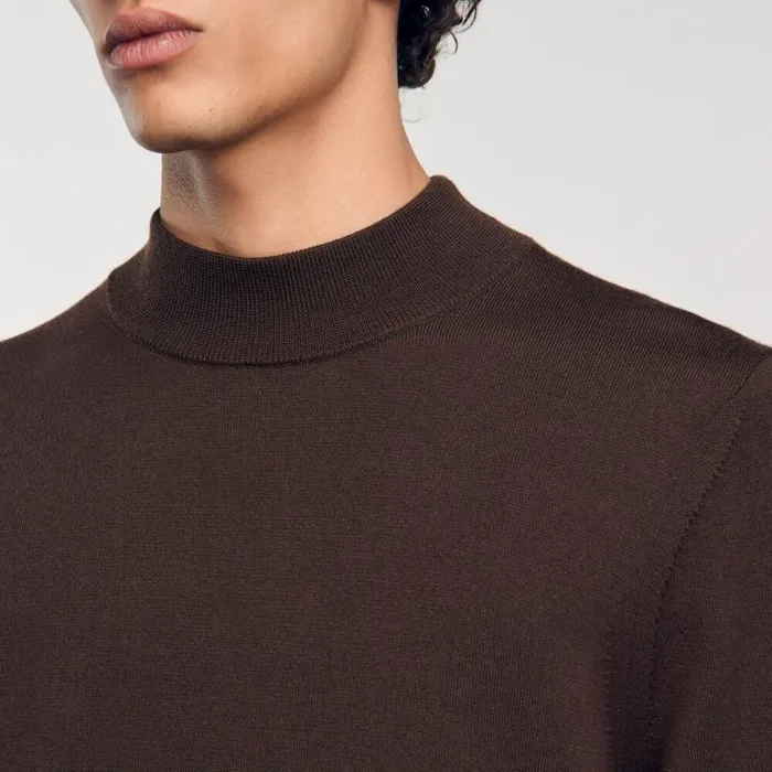 Men Sweaters and Cardigans SANDRO Funnel Neck Sweater Chocolate